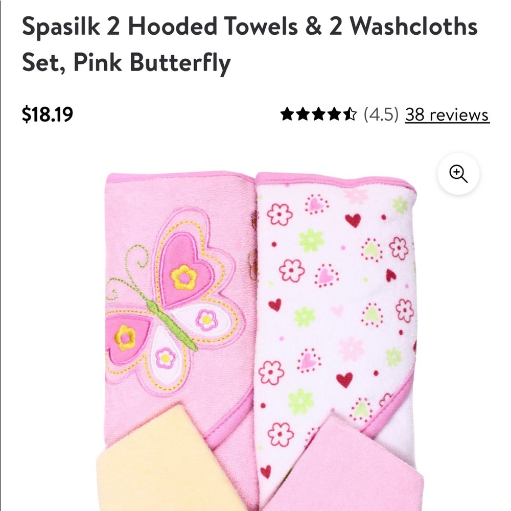 Baby girl towel and washcloth set